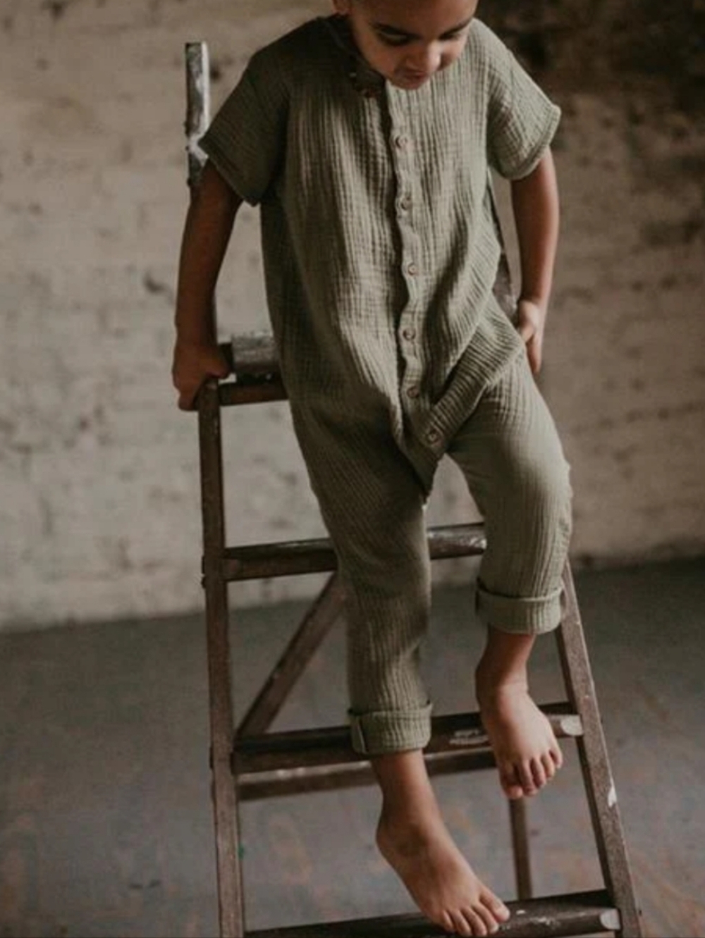 The Simple Folk The Archer Playsuot Sage Organic Cotton 7-8 Yrs